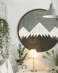 Mountains Wooden Wall Art- Round Mountains Wood Wall Art Panel- Large Geometric Wood Wall Hanging
